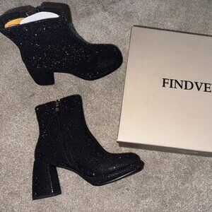 Womens Rhinestone Glitter Ankle Boots- Women Size 6 1/2